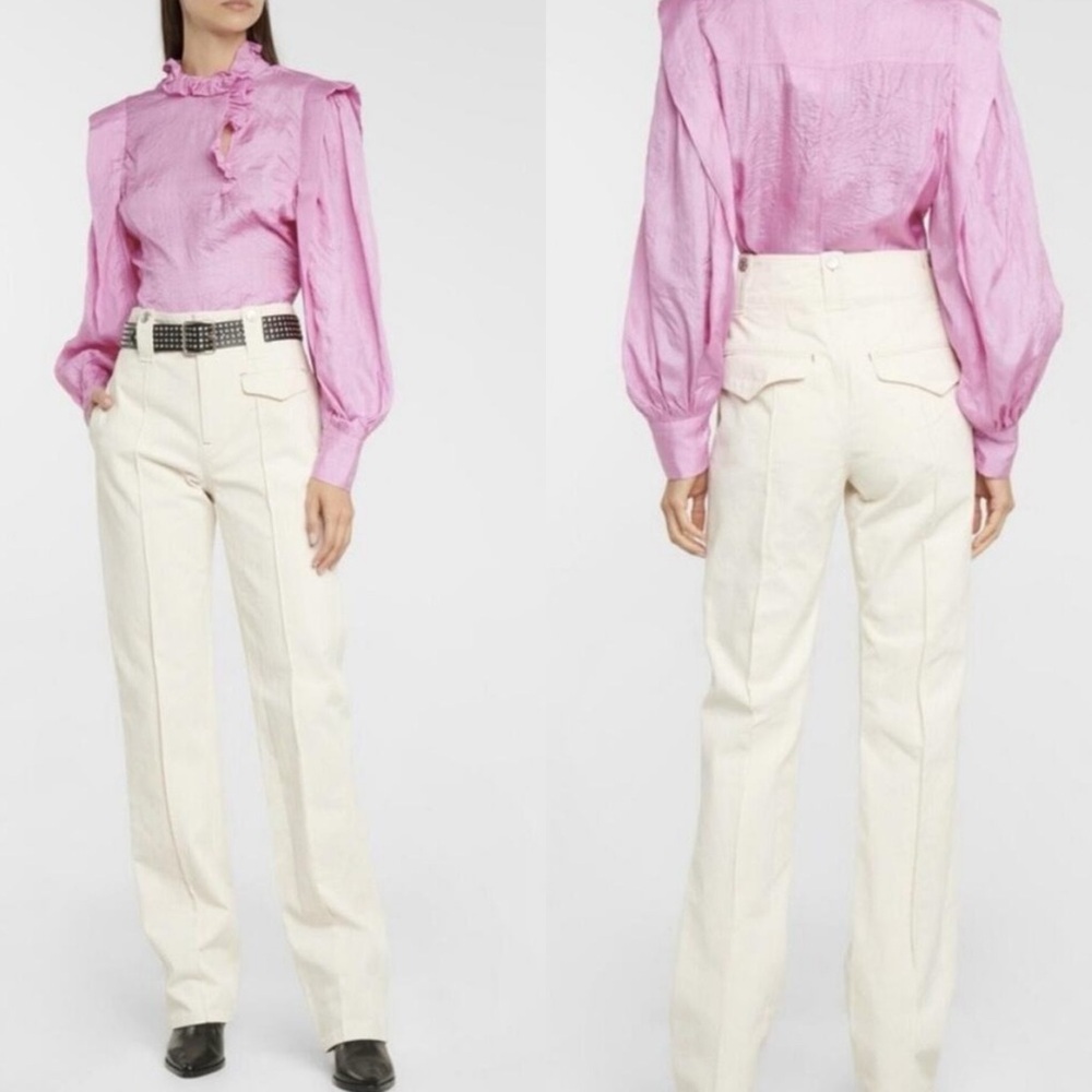 Isabel Marant Pants Creamy White (Ecru) Dilemony Denim Trousers 38 U.S Size 6 - Picture 3 of 16